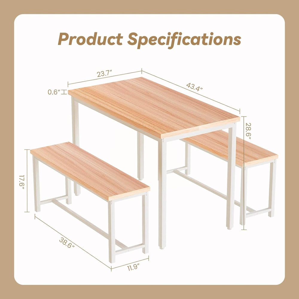 Recaceik Dining Table Set for 4 Kitchen Dining Room Set with 2 Dinner Benches...