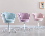 CIMOTA Cute Kids Desk Chair,Velvet Bedroom Chair Adjustable Child Computer Chair Swivel Shell Vanity Chairs for Girls Bedroom/Study Room, Light Blue