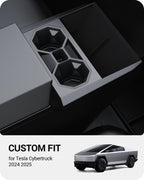 BASENOR 2024 2025 Tesla Cybertruck Center Console Cup Holder Insert [Carbon Edition] Silicone Non-Slip Car Drink Holder Cybertruck Interior Accessories