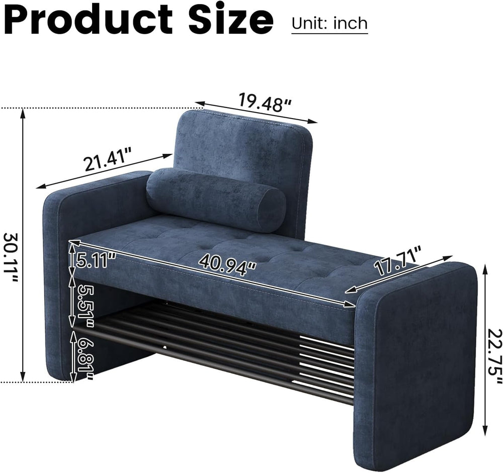 40.94" Entryway Shoe Rack with Cushion Padded Seat, 2-Tier Shoe Bench wi...