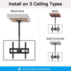 PERLESMITH Ceiling TV Mount for 26-65 inch Flat Screen Displays, Max VESA 400x400mm, Hanging Adjustable Ceiling TV Bracket Fits Most LCD LED OLED 4K TVs, Pole Ceiling Mount Holds up to 110lbs, PSCM2