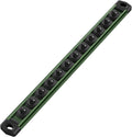 WORKPRO Magnetic Socket Organizer, 1/4-Inch Drive Aluminum Alloy Socket Rail, Heavy Duty Socket Holder, Socket Rack Kit 1/4-Inch x 12 Clips Green (Socket not Included)