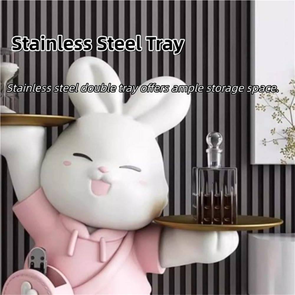 Rabbit Shaped Side Table, Accent Table for Triple Storage, Creative Couch Tab...