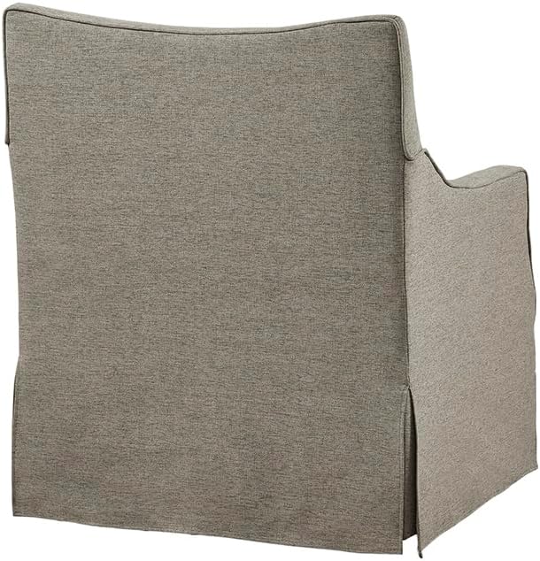 Martha Stewart London Swivel Chair - Solid Wood & Plywood, Skirted Metal Base Accent Armchair, Lumbar Pillow -Modern Classic Family Room Sofa Furniture Bedroom Lounge, 28"X31.5"X35.25", Tan Multi