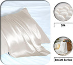 Silk Pillow Cases 2 Pack Soft Breathable and Sliky King Size Pillow Cases Set of 2,Natural Mulberry Satin Silk Pillowcase with Hidden Zipper for Hair and Skin (Beige,20"X 36",2pcs)