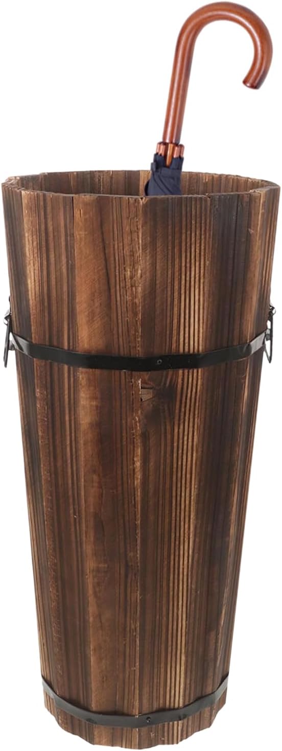 Wooden Umbrella Stand – Multi Functional Storage Box, Cane Holder, Divider Organizer | Compact Foyer Shelf, Elegant Wood Construction for Home Entryway Storage and Decor