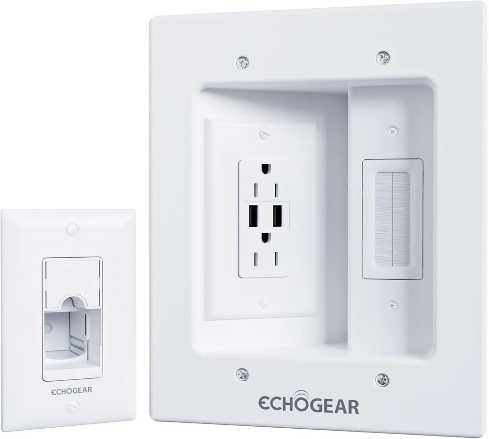 ECHOGEAR TV Cord Hider for Wall Mounted TV with 2X AC Outlets & 2X USB-A ...