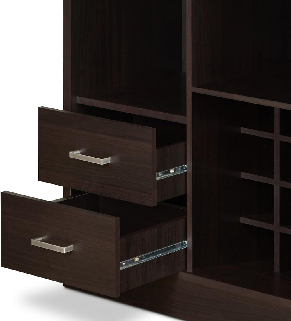 Knocbel Wooden Storage Wine Cabinet with Glass Door and 2 Interior Shelves, C...