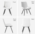 Dining Chairs Set of 6, Mid Century Modern Kitchen Chairs with Soft Cushion, Comfortable Upholstered Fabric Dining Room Chairs for Kitchen, White