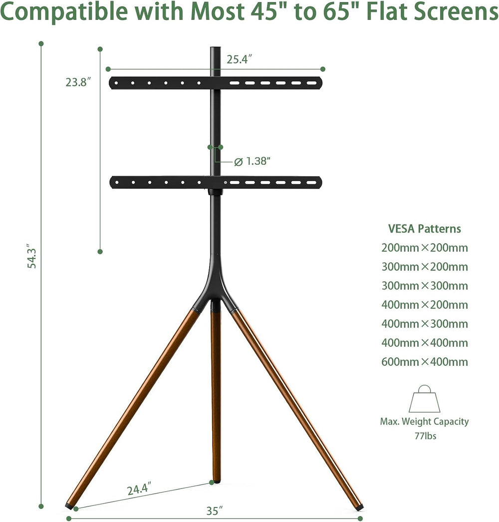 UPGRAVITY Black Easel TV Stand with Tripod Base for 32 to 65 inch Screen