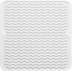 Silicone Dish Drying Mat for Multiple Usage,Easy clean,Eco-friendly,Heat-resistant Silicone Mat for Kitchen Counter or Sink,Refrigerator or Drawer liner White M 12 inches x 12 inches