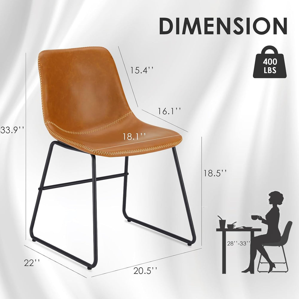 Soohow Mid-Century Modern Dining Chairs Set of 4, Faux Leather Upholstered Ki...