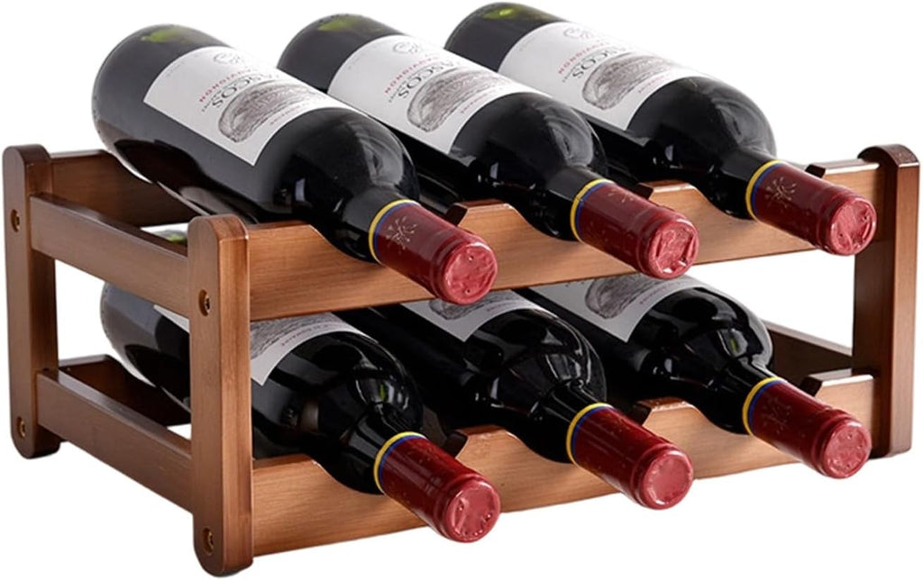 Wine Rack Countertop, 2 Tier Wine Rack 6 Bottle Wine Racks for Wine Bottles Storage Display,Free Standing Floor Wine Racks Countertop Wine Holder Bottle Rack Wine Storage Cabinet Shelf (2 Tier)