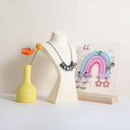 GemeShou Beige necklace storage hanger stand jewelry organizer, Velvet jewelry stand necklace holder, jewelry mannequin bust for necklaces, jewelry bust display stands【Beige-Large height 12 inch】