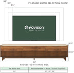 POVISON Fully-Assembled Mid Century Matte Sintered Stone TV Stand with Legs, 94.49" Wood Media Console with Adjustable LED Light, Entertainment Center with Storage for Living Room