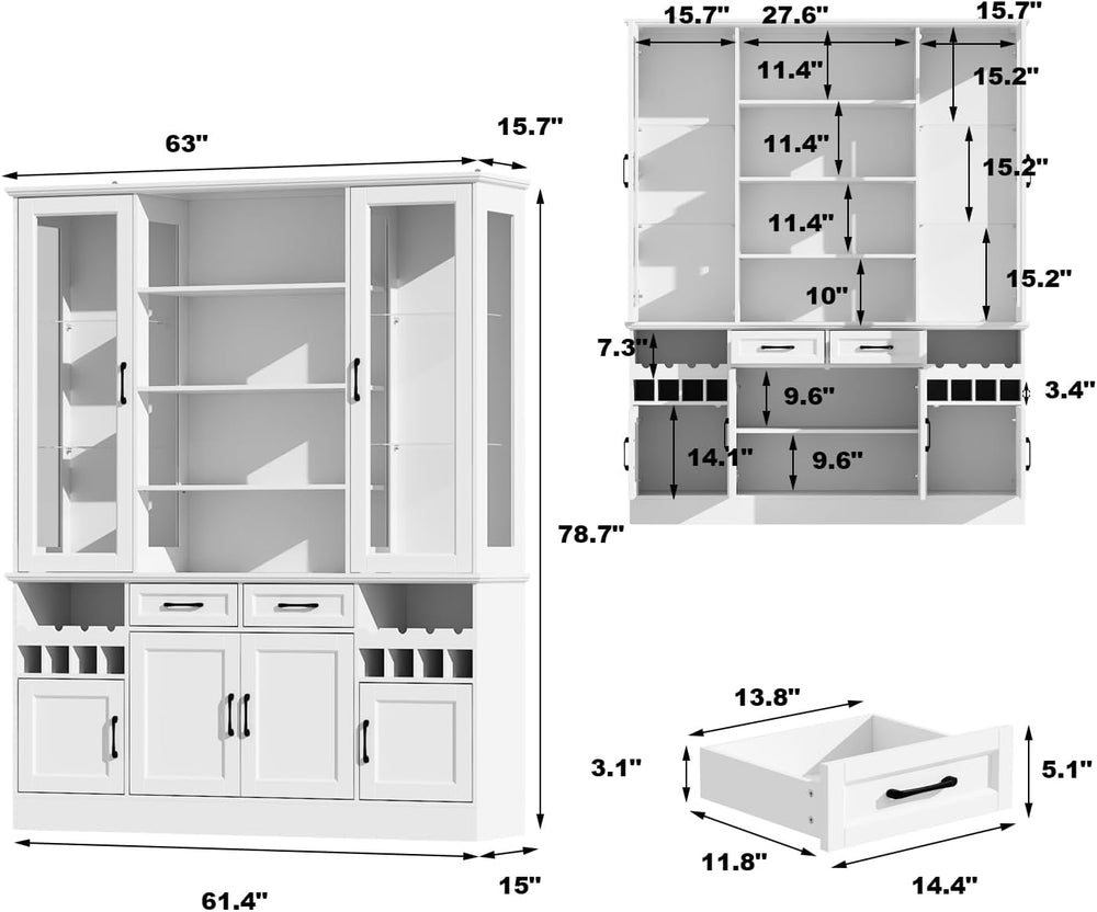 Timechee 78.7" Kitchen Pantry Storage Cabinet, Cupboard with Drawers and...