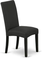 East West Furniture V696DR124-6 6 Piece Kitchen Table Set Contains a Rectangle Dining Table with V-Legs and 4 Black Color Linen Fabric Parson Chairs with a Bench, 36x60 Inch, Multi-Color