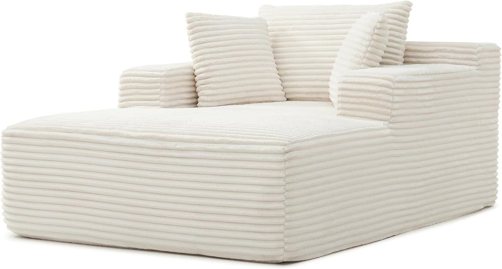 50" Chaise Lounge Chair Indoor, Oversized Boneless Cloud Couch Chair with 3 Pillows, Deep Seat Sleeper Chairs, Reading Chair for Living Room, Bed Room, No Assembly Required, Beige