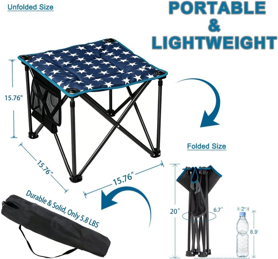 Folding Camping Stool 15.76" H Portable Stool Portable Seat for Adults F...