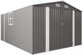 Metal Storage Shed, 10 X 14 FT Lockable Outdoor Tool Shed with Air Vent and Clear Windows, Galvanized Steel Garden Shed for Backyard, Patio, Garden, Bike Storage or Outdoor Use, Grey