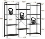 Casaottima Triple 4 Tier Bookshelf, Large Bookcase with 11 Open Display Shelves, Modern Industrial Book Shelves Book Case for Bedroom, Wide Standing Shelving Unit for Living Room Home Office, Black