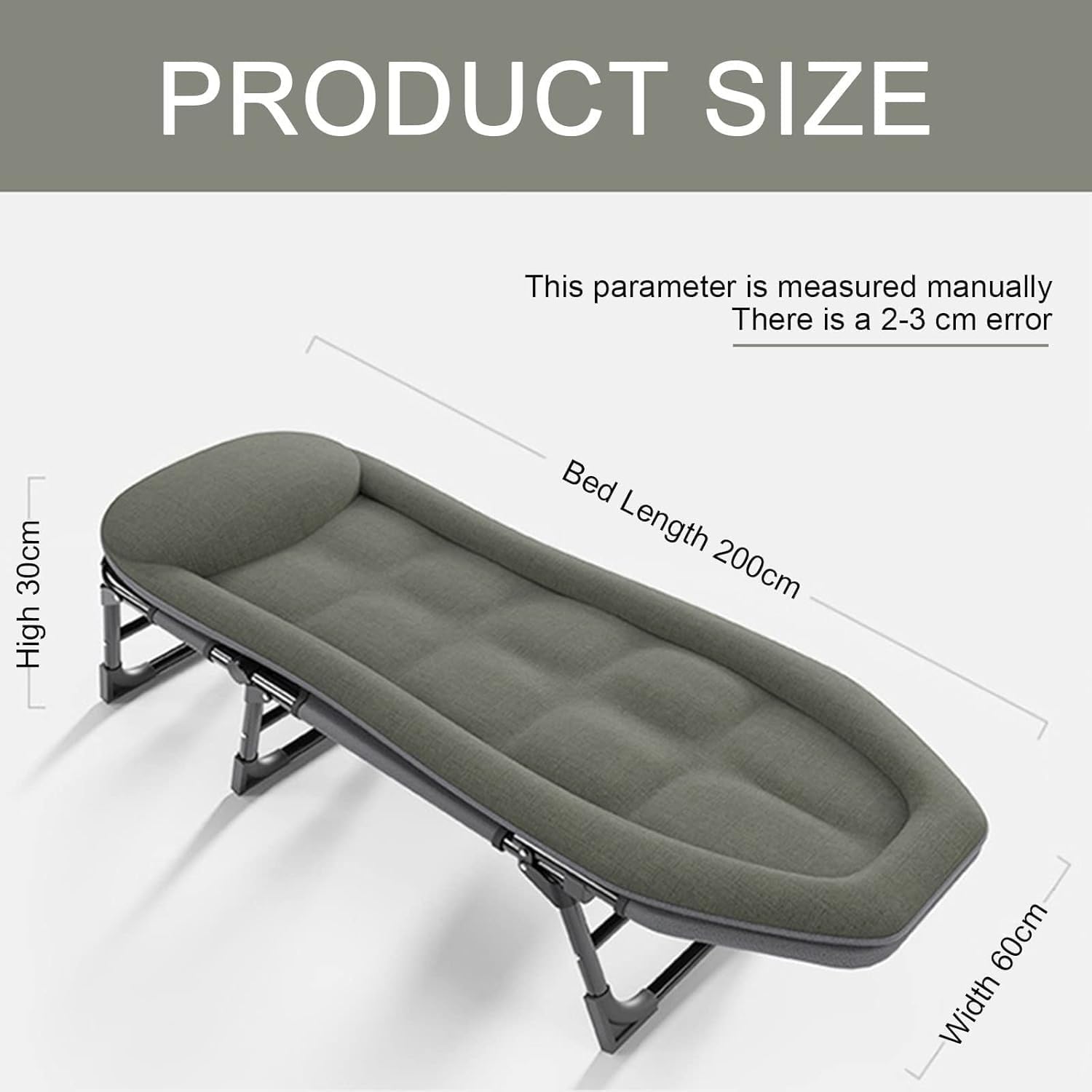 Camping Cot for Adults with Cushion, Portable Folding Camping Cot, 5-Position Folding Chaise Lounge(C1)