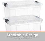 Superio Storage Bins with Lids- 8 Pack, 1.85 Qt Clear Boxes for Organizing, Stackable Plastic Containers- BPA Free, Non-Toxic, Odor Free, Organizer for Home, Office, Dorm