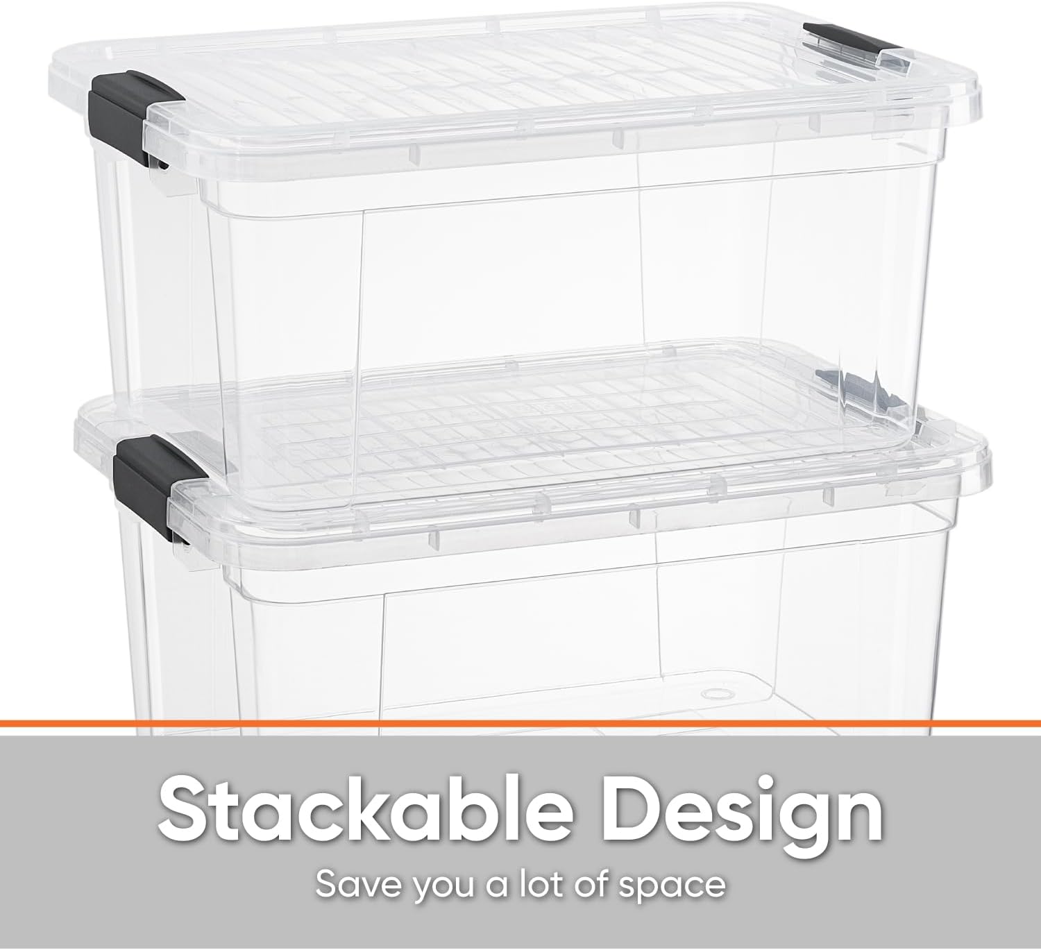 Superio Clear Storage Boxes with Lids, 11 Quart Plastic Container Bins for Organizing, Stackable Crates, BPA Free, Non Toxic, Odor Free, Organizers for Home, Office and Dorm, 8 Pack