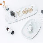 Marble Vanity Tray 7‘’ Decorative Tray Oval Storage Organizer Mini Bathroom Kitchen Dresser Jewelry Dish Ring Holder for Counter, Vanity, Dresser, nightstand or Desk