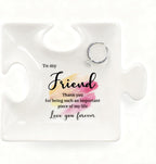 White Ceramic Puzzle Jewelry Tray - Ideal Personalized Gift for Friend on Birthday, Christmas - Thank You for Being Such an Important Piece of My Life Jewelry Organizer for Rings