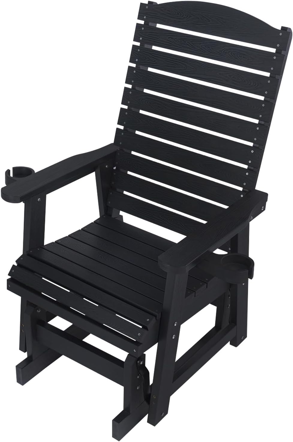 Poly Lumber Patio Glider for One Person, with Cup Holders, High Backrest and ...