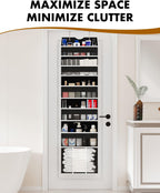 Over The Door Organizer Hanging 6-Shelf Storage Organizer with 50lb Heavy Duty Perfect for Bathroom Closet Nursery Bedroom Laundry Pantry (Black, 1 Pack)