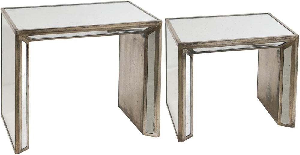 A&B Home 36137 Waverly Mirrored Nested Side Tables, Set of 2