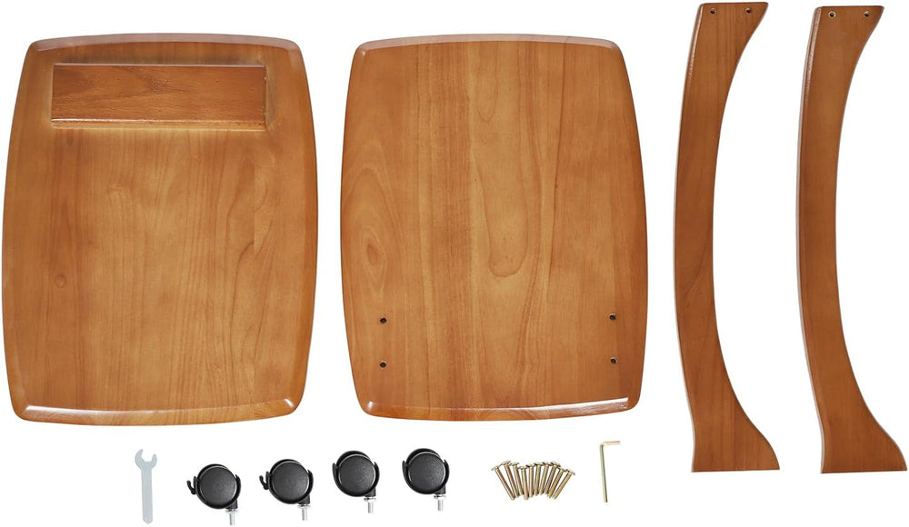 C Shaped Side Table for Couch, Solid Wood End Table with Rolling Wheels, Sofa...