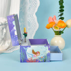 Mermaid Music Box for Girls - Little Mermaid Jewelry Box with Rotating Figurine, Storage Drawer, & Beautiful Dreamer Melody | Ocean Theme Design, 4.13x4.13x3.35 Inches | Musical Jewelry Box