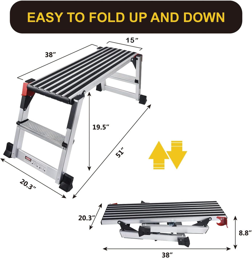 Aluminum Work Platform Large Size Step Stool Folding Portable Work Bench with...