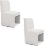 White Upholstered Dining Chairs Set of 2, Modern Dining Chairs, Kitchen & Dining Room Chairs, Linen Dining Chairs with Wooden Frame, Fabric
