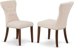 East West Furniture MLGA3-MAH-32 3 Piece Dining Room Table Set Contains a Rectangle Kitchen Table with Butterfly Leaf and 2 Light Beige Linen Fabric Parson Chairs, 36x54 Inch, Mahogany