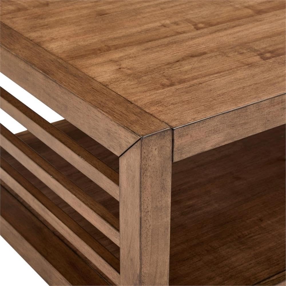 Pemberly Row 3-Piece Living Room Table Set, Harvest Brown Wood Finish, Poplar...