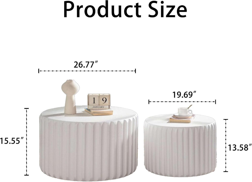 Modern Round Nesting Coffee Table Set of 2, Side Tables for Living Room