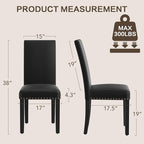 LSSBOUGHT Dining Chairs Set of 2, Modern Dining Room Chair,Upholstered Pu Leather Kitchen Chair with Vintage Copper Nail for Restaurant & Cafe(Black,2pcs)