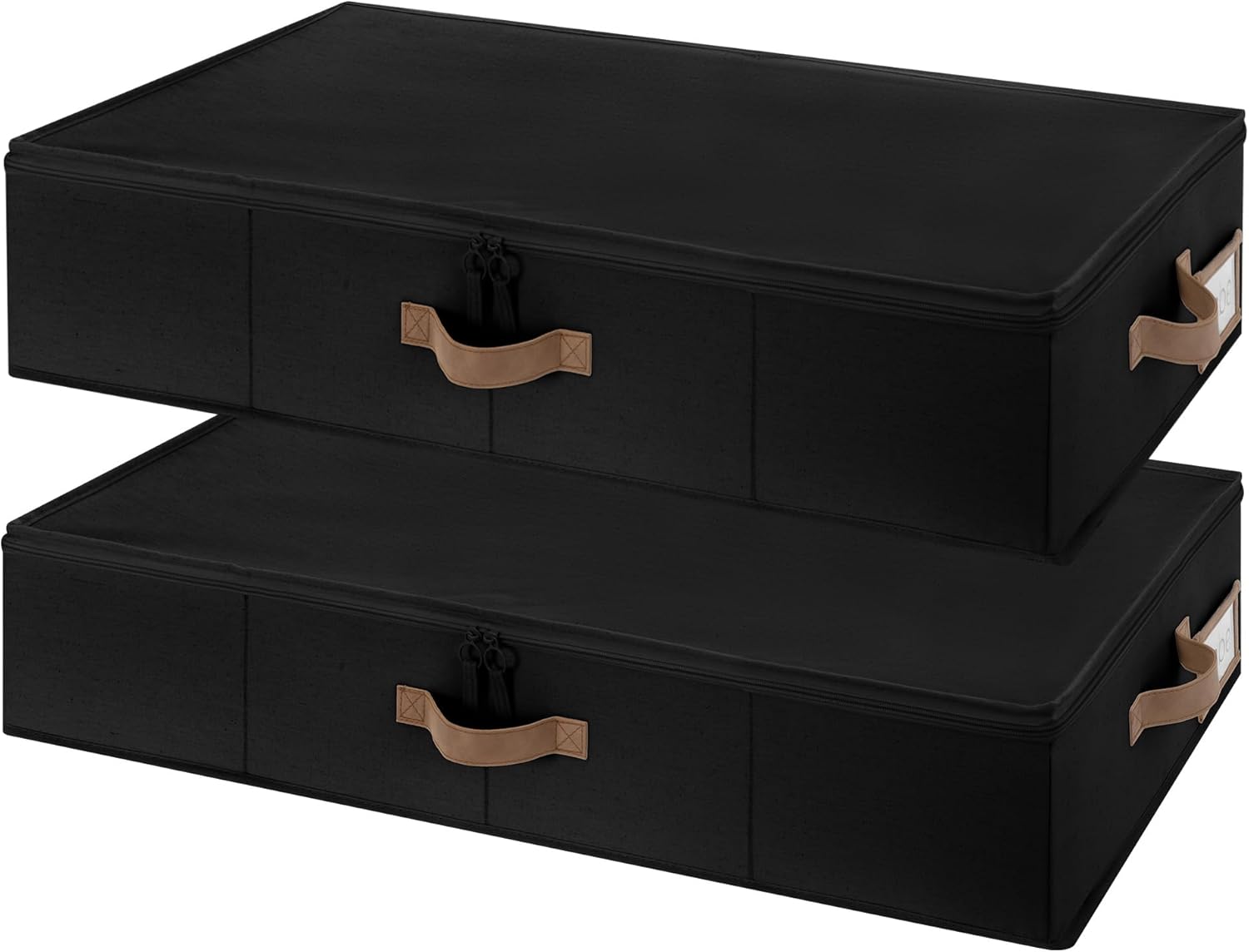 StorageWorks Underbed Storage with Lid, 2-Pack Under Bed Storage Containers for Clothes, Bedding, and Sweaters, Black