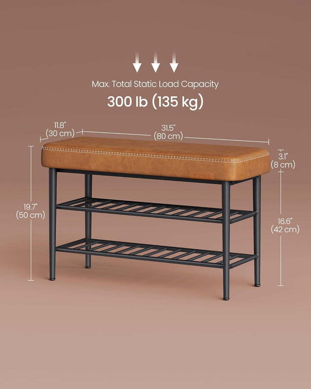 VASAGLE EKHO Collection - Shoe Rack Bench, Storage Bench for Entryway, Synthe...
