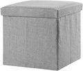 PRETYZOOM Foldable Storage Stool 11.8 Inch Square Cloth Cube with Lid Multifunctional Storage Footstool for Home Organization and Seating