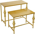 2Pcs Retail Display Tables, Shoe Handbag Display Stand Nesting Tables Set Heavy Duty Purse Display Risers for Home Boutique Retail Store (Gold)