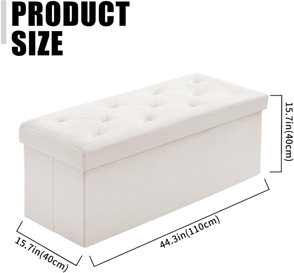 BRIAN & DANY 43 Inches Folding Storage Ottoman Bench, Velvet Ottoman with...