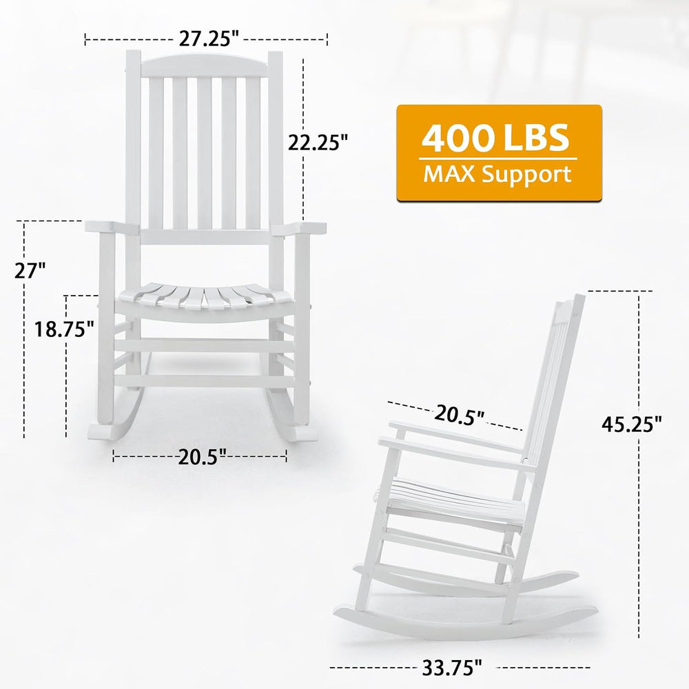 Hupmad Wooden Rocking Chair Outdoor Oversized Porch Rocker Chair,Patio Wooden...