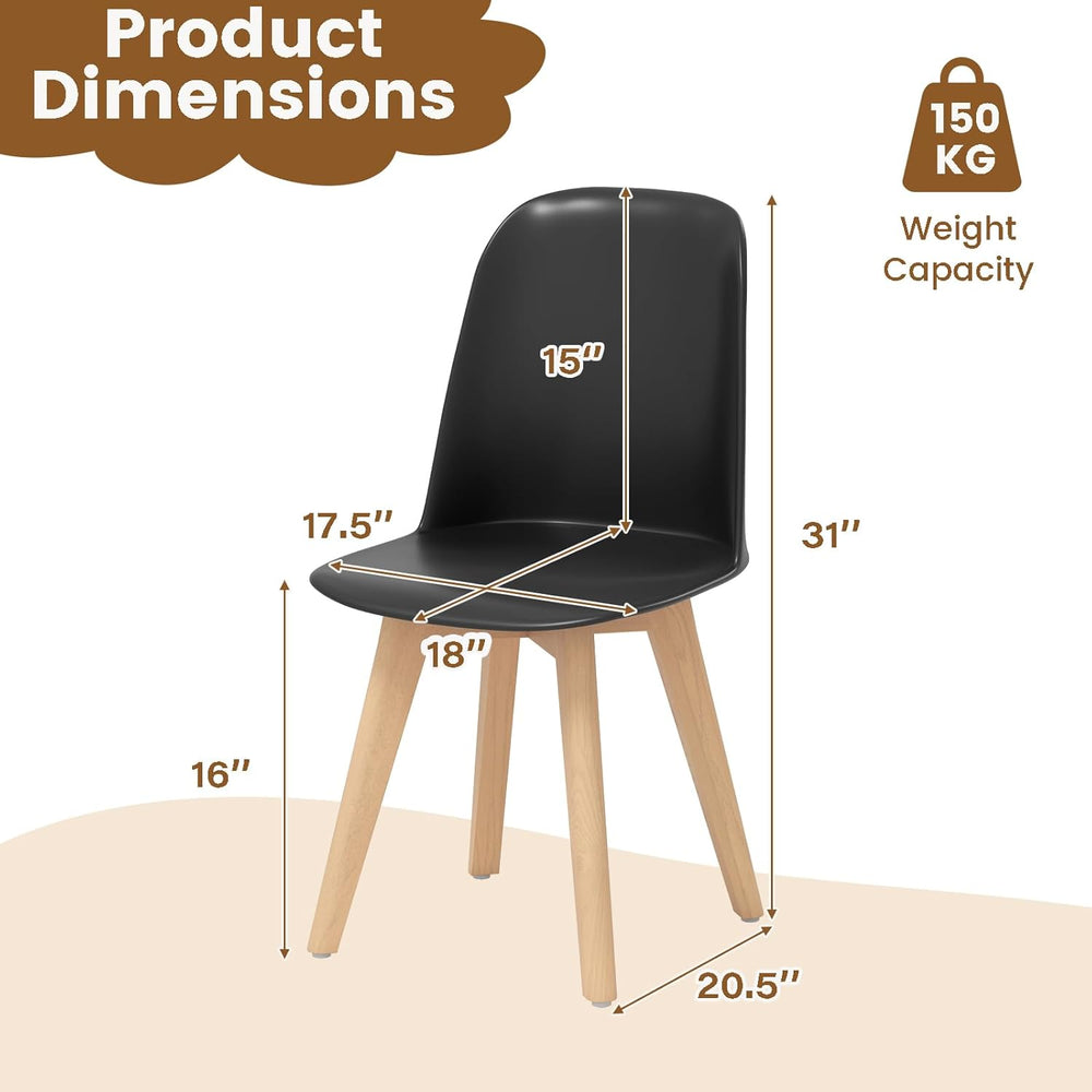 Giantex Modern Dining Chairs Set of 2, Black Armless Kitchen Chair w/Solid Be...