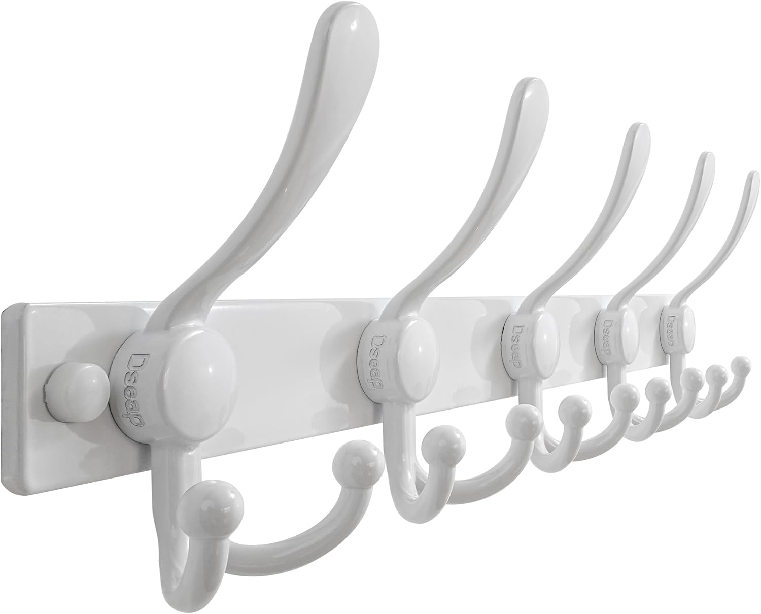 Dseap Coat Rack Wall Mount 2.0 Pro: Heavy Duty 300% Thicker, 16" Stud Mount, Stainless Steel Wall Coat Hooks Hanger for Clothes Jackets Hats Entryway Closet, MaxStrong Series, White