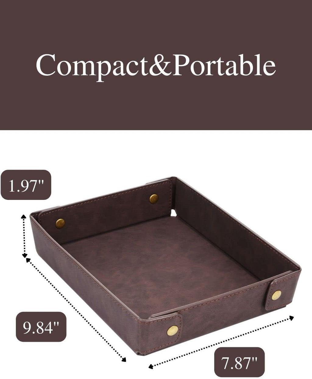 CASIRENA Faux Leather Valet Tray Organizer for Men - Catch-All Tray for Entryway Table Key, Wallet, Watch, Coin Change, Phone, Dresser EDC Dump Jewelry, Bedside Nightstand Desk-top Catchall
